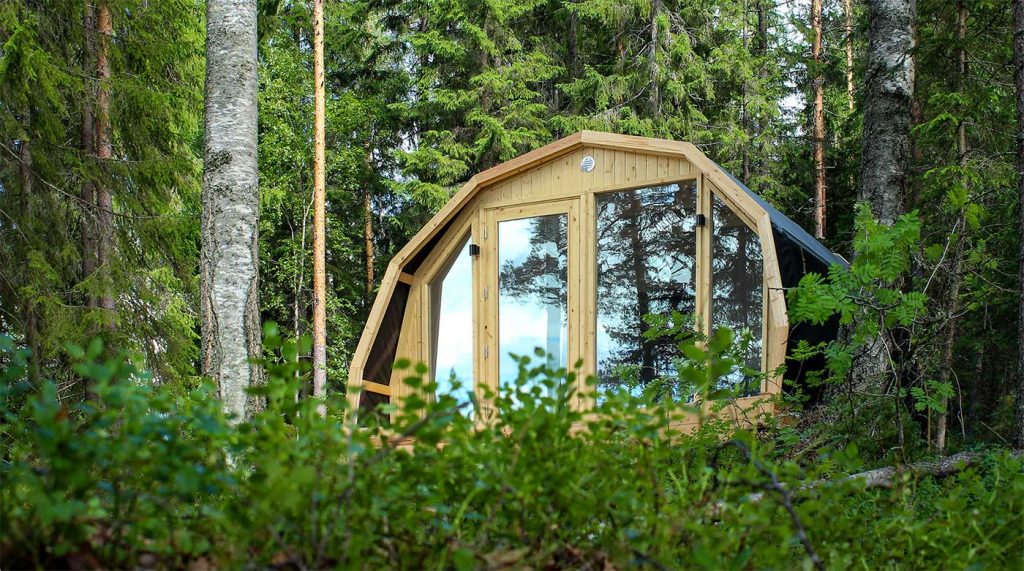Glamping tent in Finland.